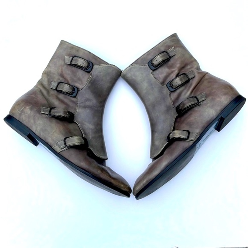 Cole Hann x Nike Air Flat Gray Buckle Bootie Boots